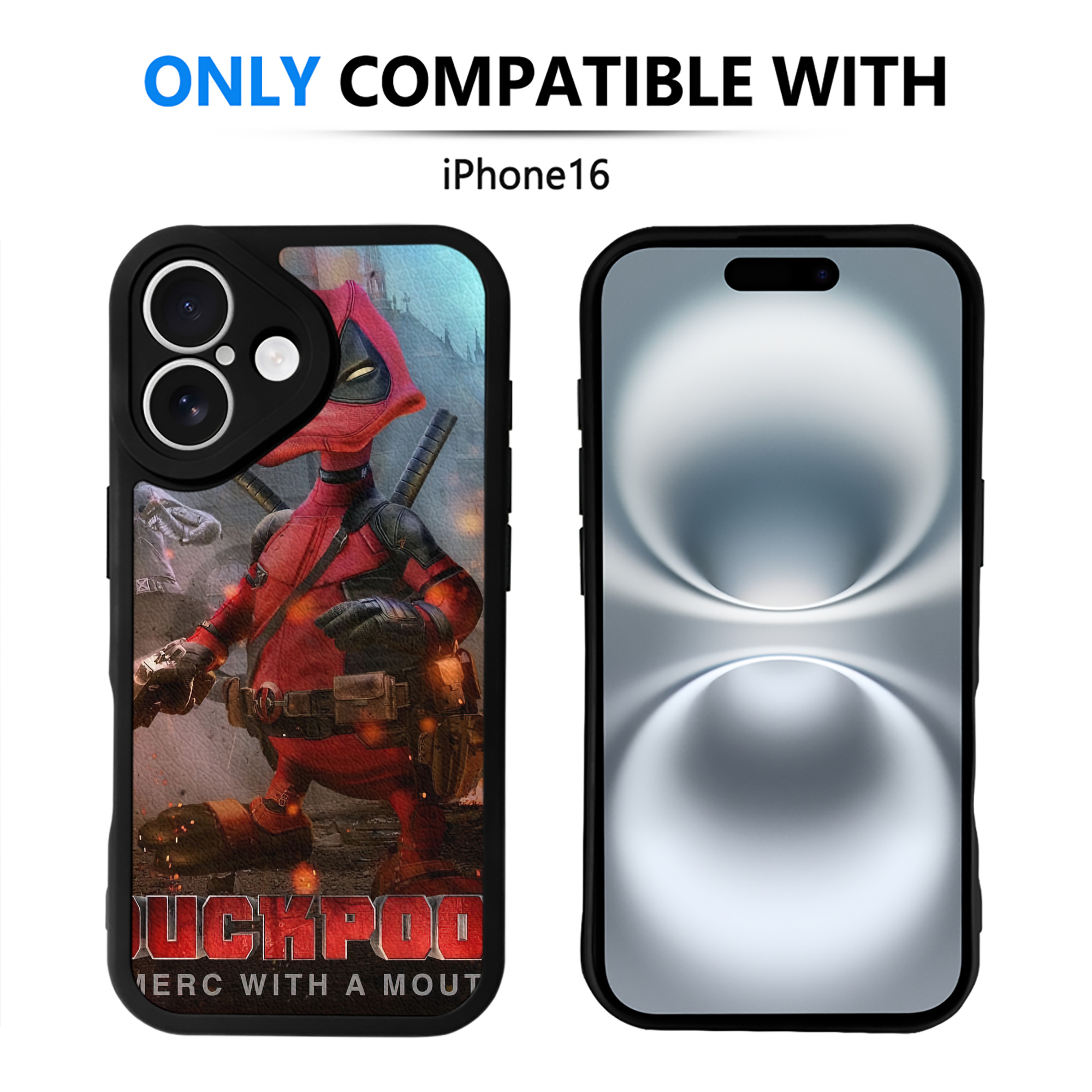 （画像用） Deadpool デッドプール 【iPhone 16シリーズ対応】シリコンスマホケース（レザー調） 材質：シリコン